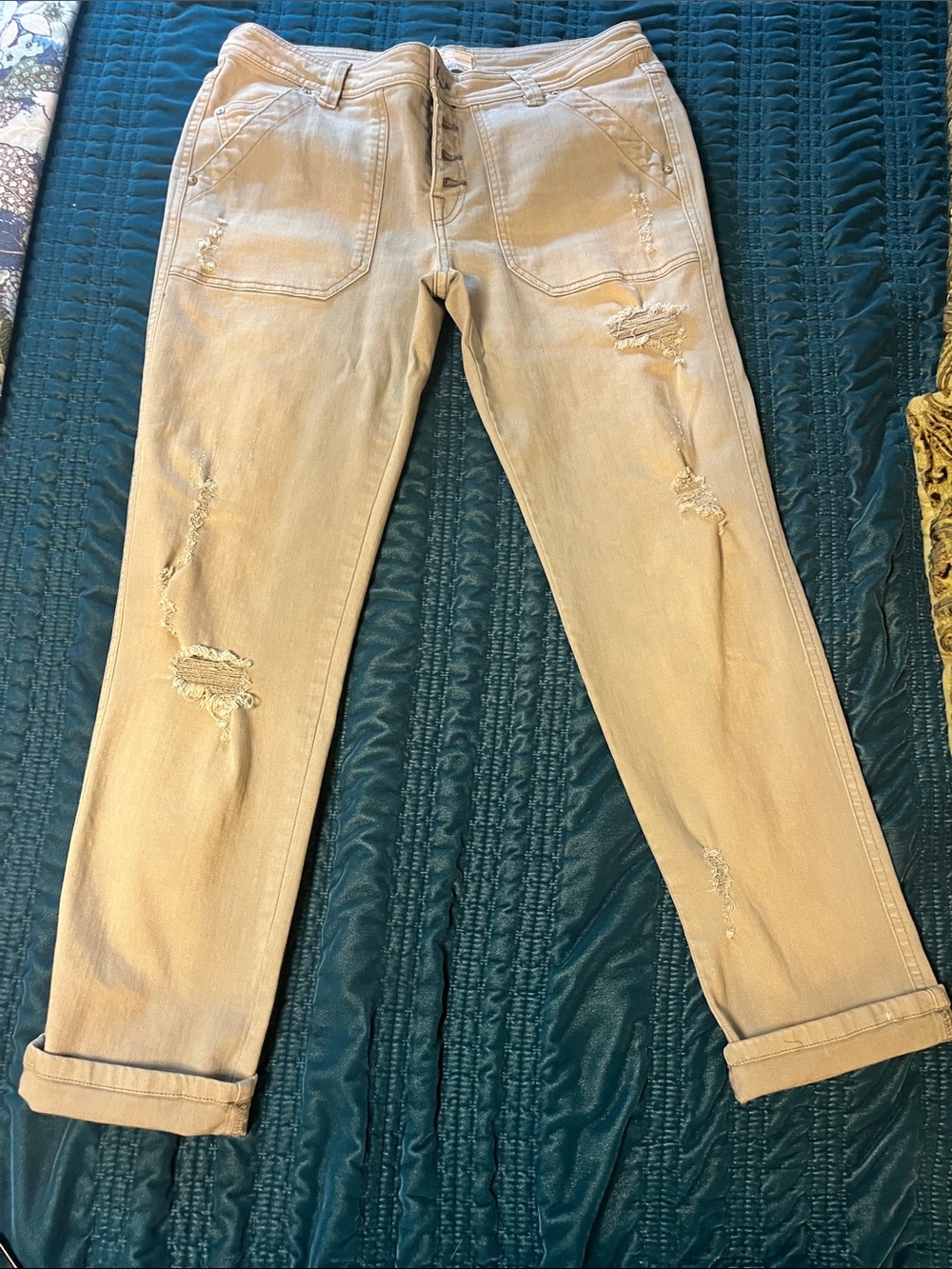 Free People sage Distressed Boyfriend Jeans